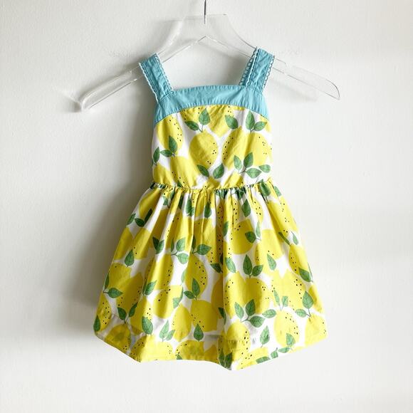 Mini Boden | Dresses | Mini Boden Girls 23 Dress Lemon Print Sun Dress  Sundress Yellow White Blue 2t | Poshmark